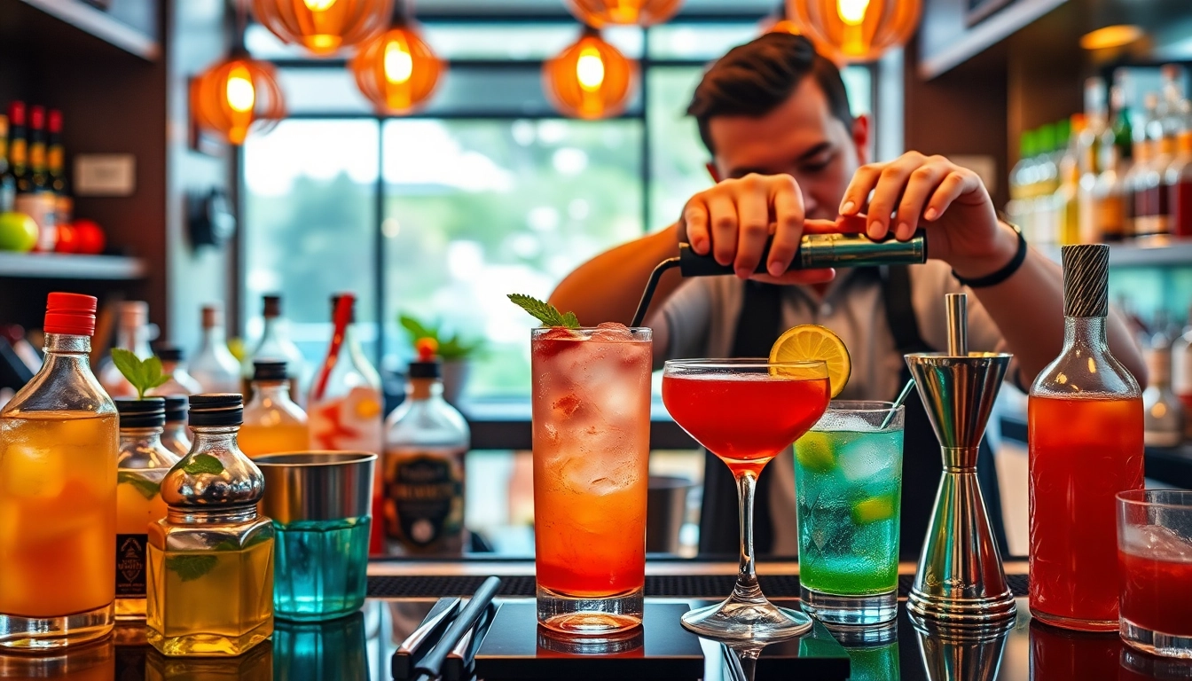 Learn cocktailkurs with a vibrant atmosphere of ingredients and professional bartenders.