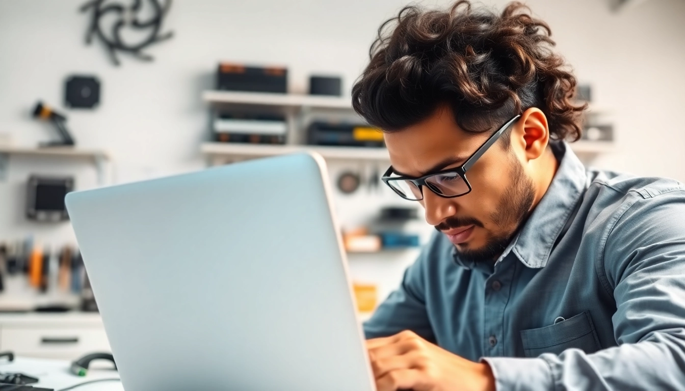 Riparazione pc Torino con un tecnico esperto al lavoro in uno spazio di riparazione pulito.