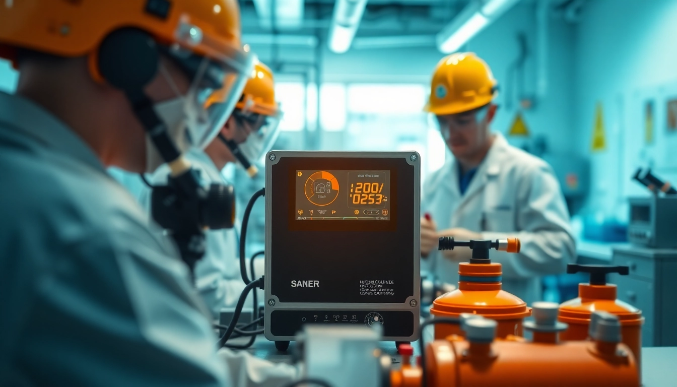 Hydrogen Chloride detection system in a professional laboratory setting with scientists analyzing data.