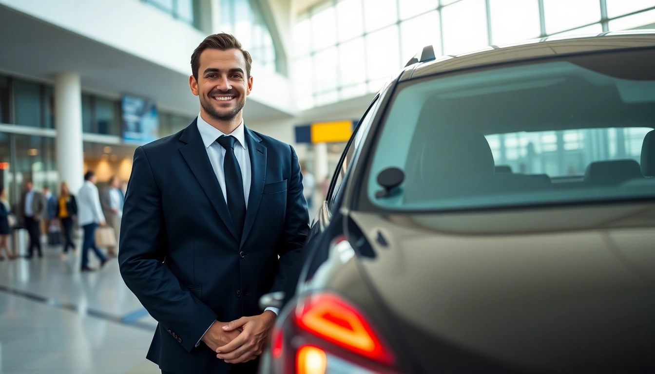 Book airport transfers effortlessly with a professional chauffeur at the airport terminal.