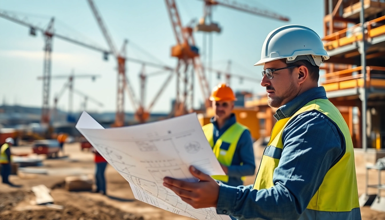 Nvq level 6 construction site management answers showcase a construction manager reviewing blueprints on-site.