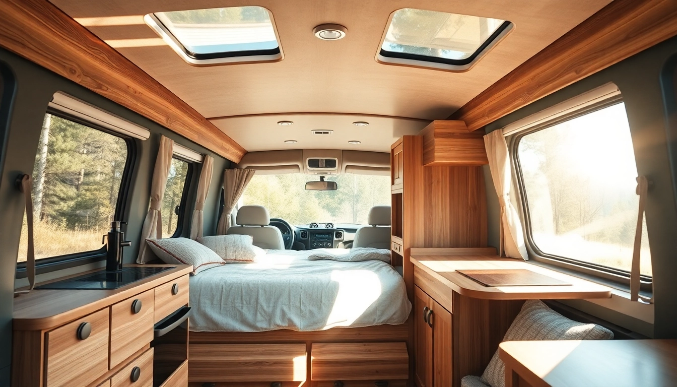 Explore the cozy interior of the perfect Van, showcasing functional design elements.