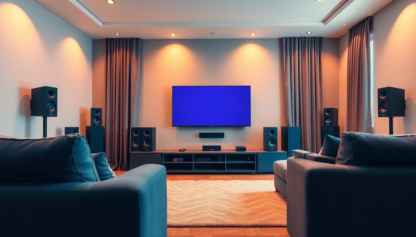 Enhance your experience with expert home theater installation near me, showcasing a cozy setup with advanced technology.
