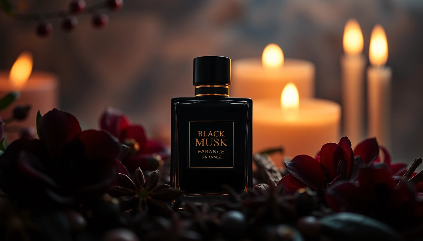 Découvrez le parfum Black musk au milieu de fleurs exotiques et d'épices pour une ambiance envoûtante.