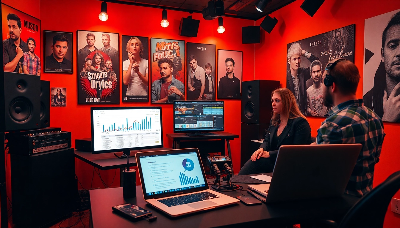 Engaging setup for music promotion services showcasing a vibrant music studio atmosphere.