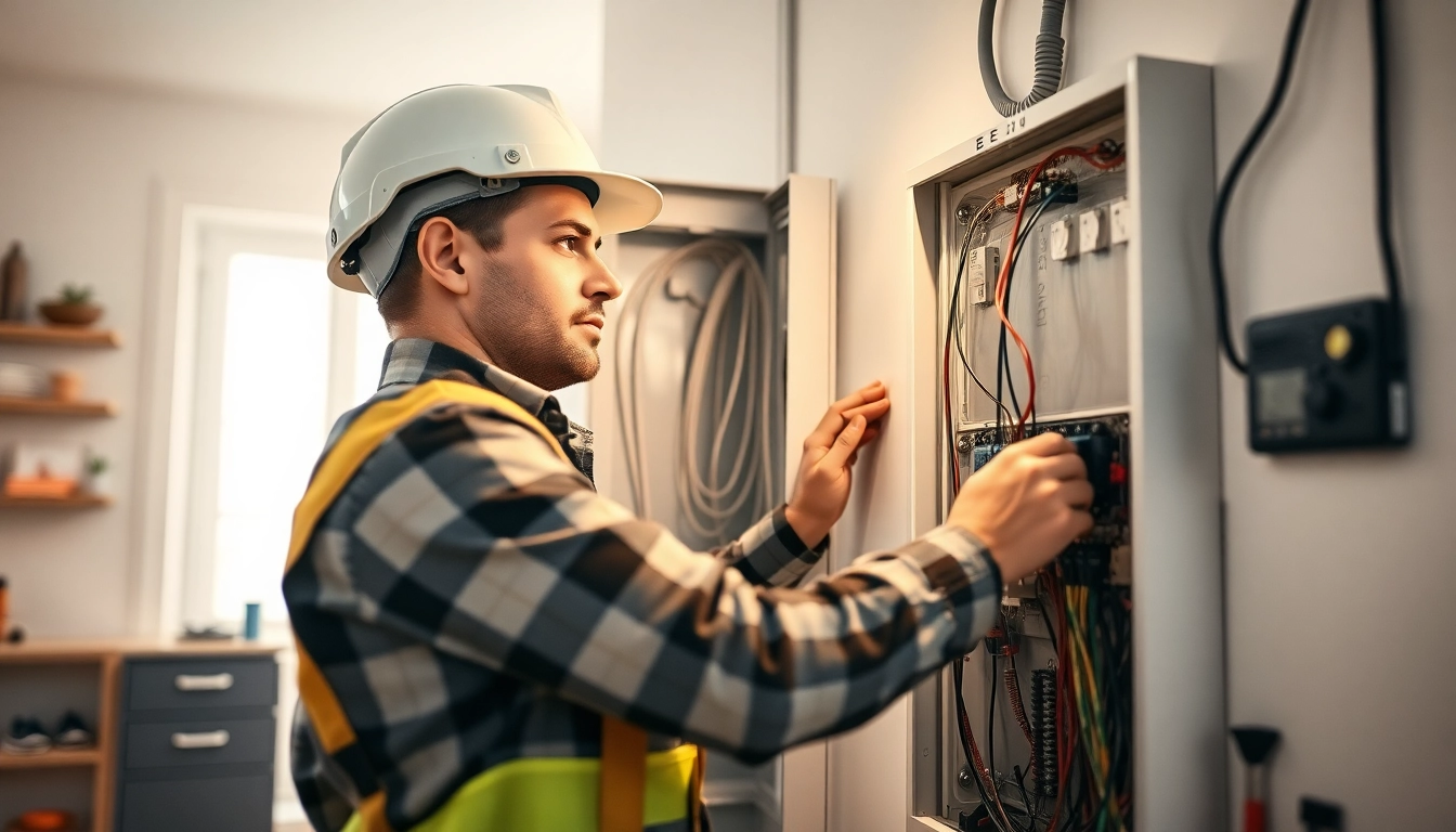 Electrician Clearwater performing electrical repairs in a home, demonstrating expertise and safety.