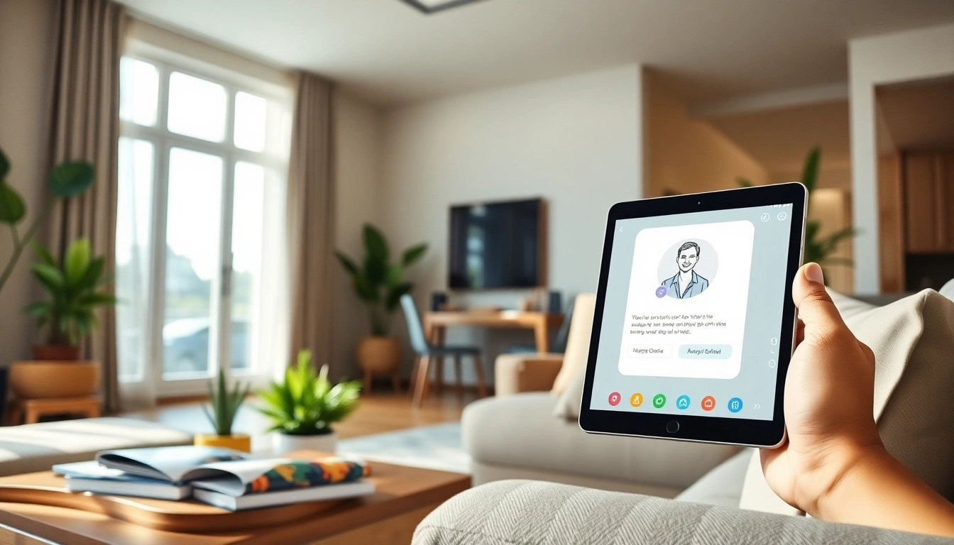 Vacation rental AI assistant displayed on a tablet in a cozy rental home.