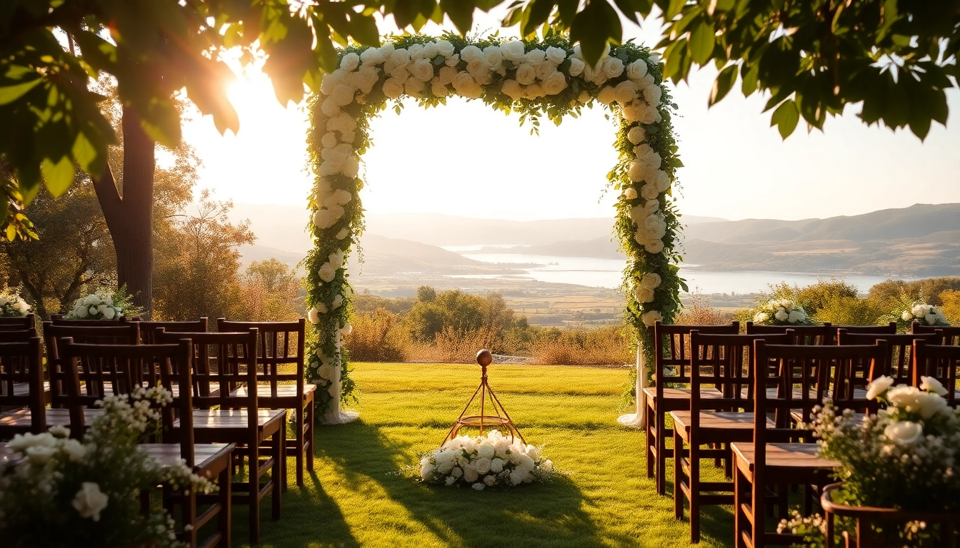 Capture the beauty of Clarksburg wedding venues featuring an elegant outdoor ceremony setup.