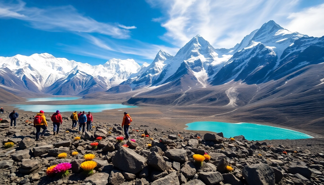 Experience the breathtaking landscape of Everest Base Camp via Gokyo Lakes Trek with vibrant turquoise lakes.