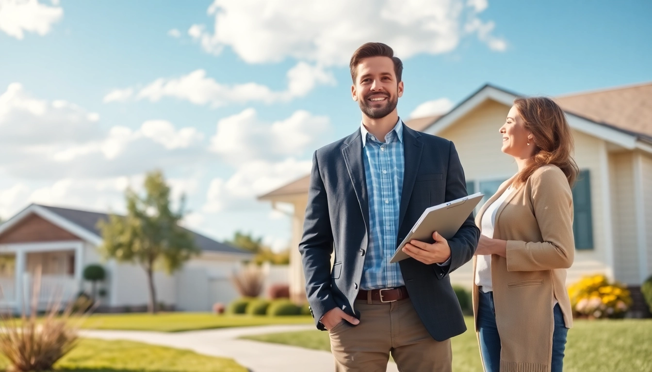 Meet direct home buyers with a professional real estate agent discussing home sale options.