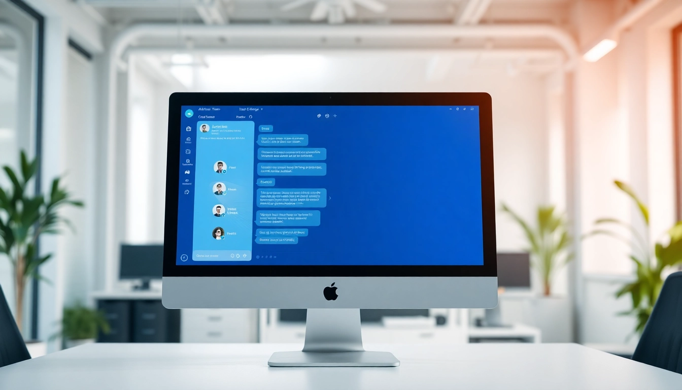 AI chat bot interface seamlessly integrated into a modern workspace design.