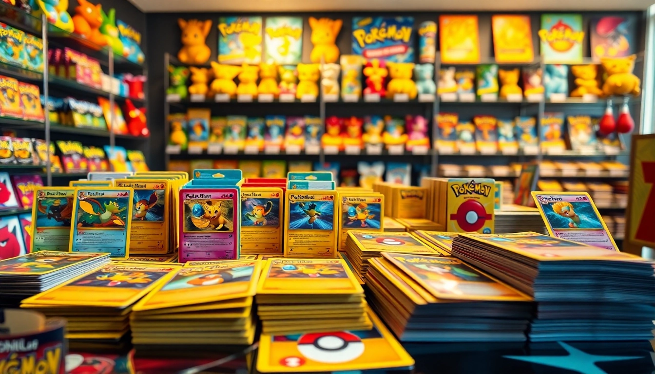 Showcase Pokémon cards india collection with vibrant designs and booster packs on display.