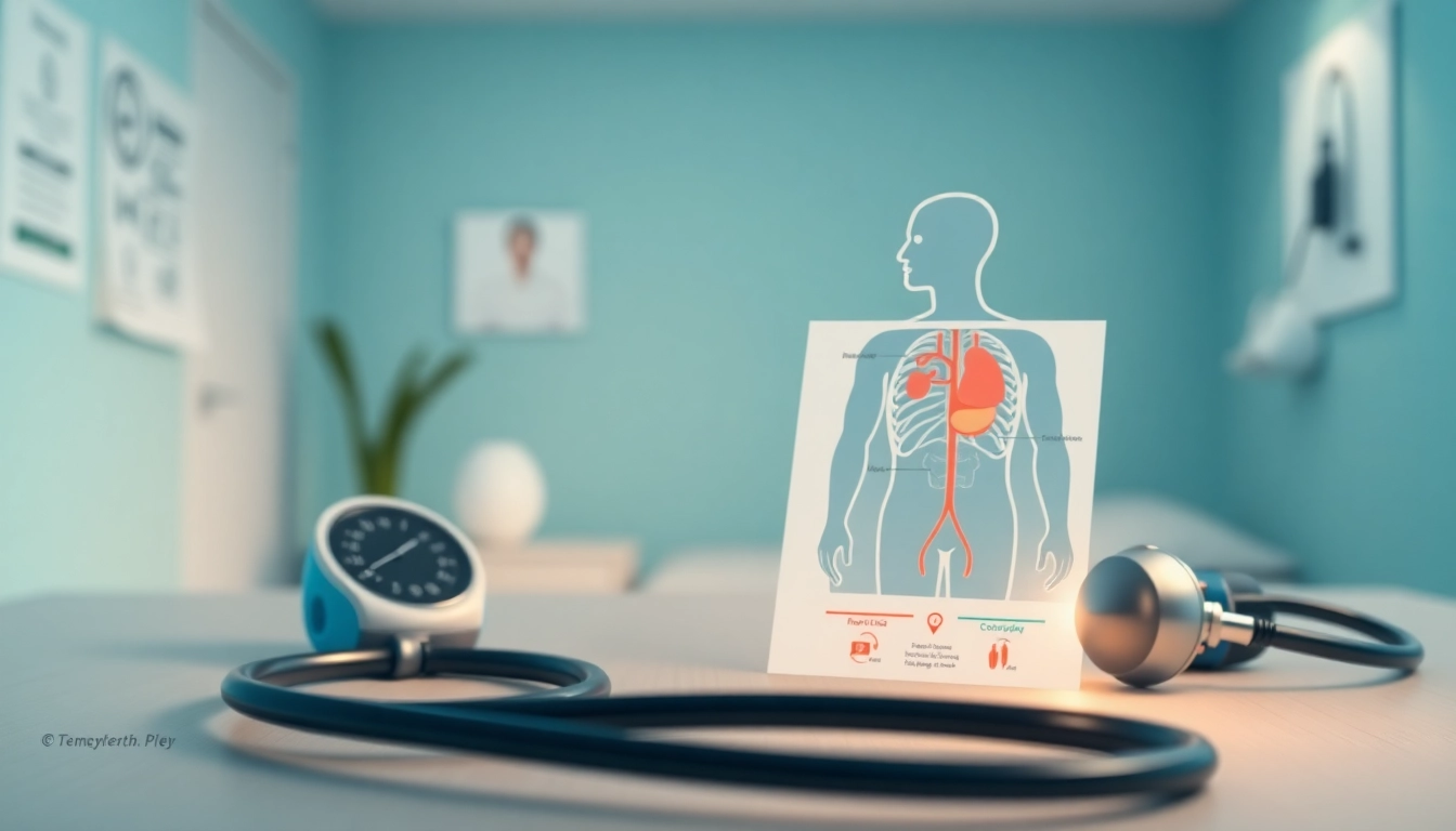 Informative graphic about Bluthochdruck with a focus on the circulatory system and health tools.