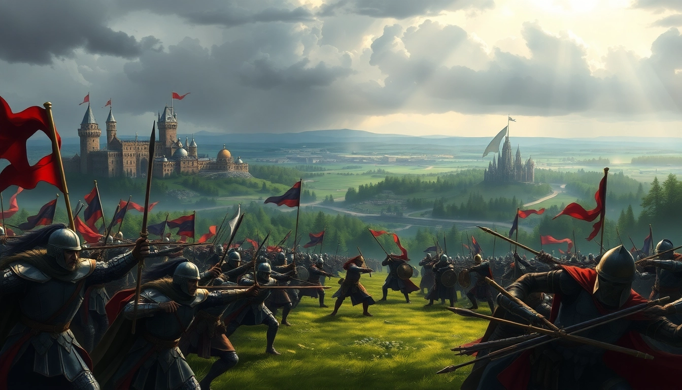 Engage in battles with medieval warriors in Warlords 2 download inspired fantasy scene.