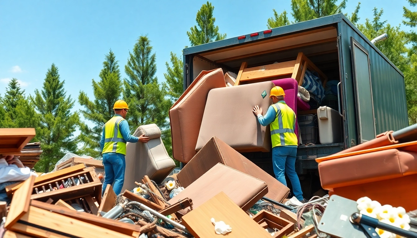 Bulky Waste Collection Near Me with a professional crew efficiently collecting oversized items outdoors.