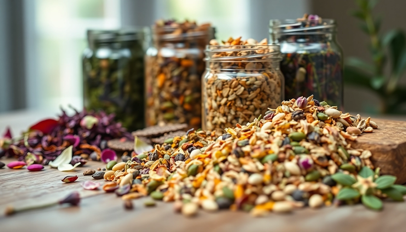 Elevate your wellness with vibrant herbal blends showcased in rustic jars.