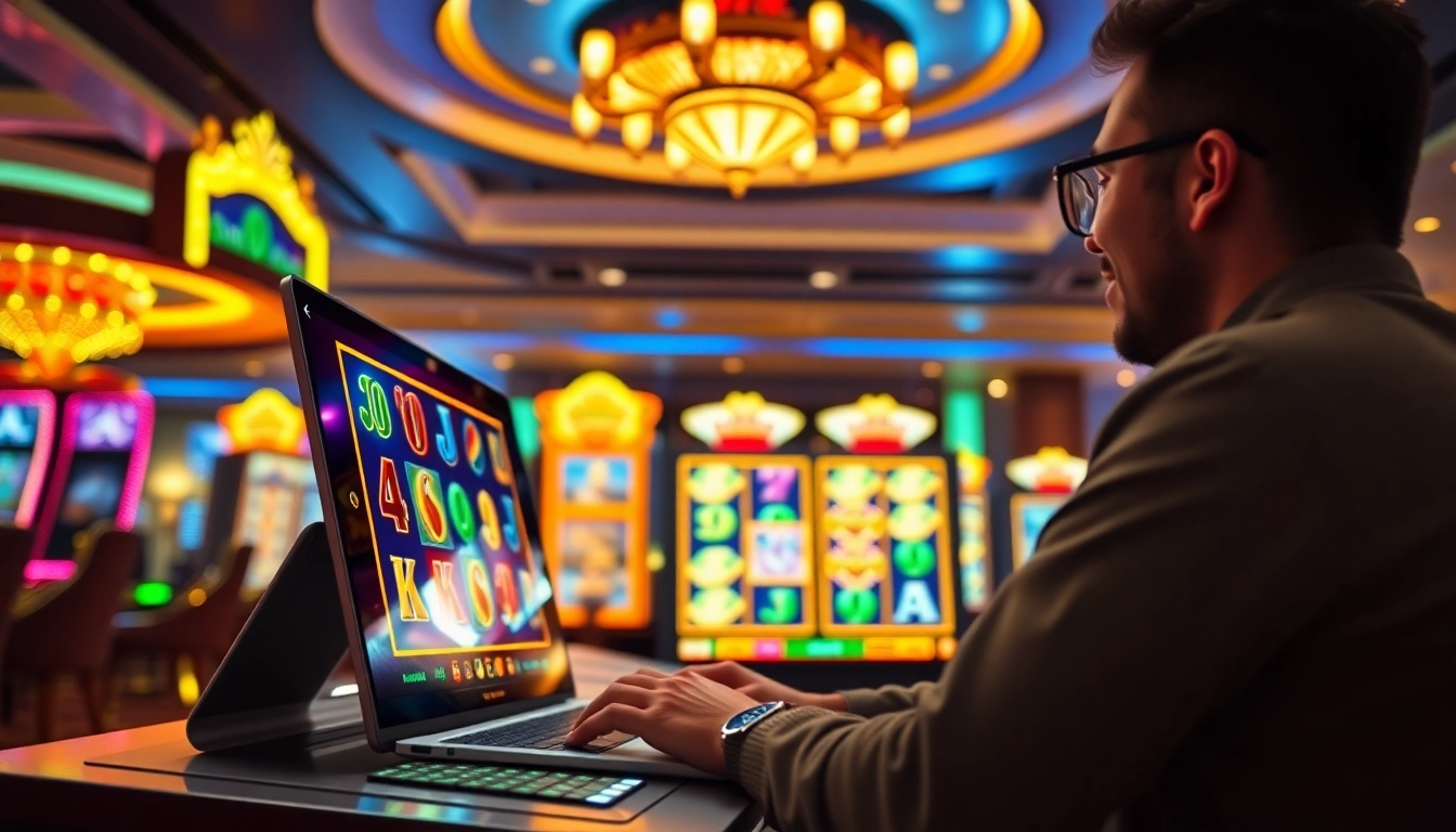 Mengakses Dumdum4D Login slot dengan antusiasme di ruang permainan yang glamor.
