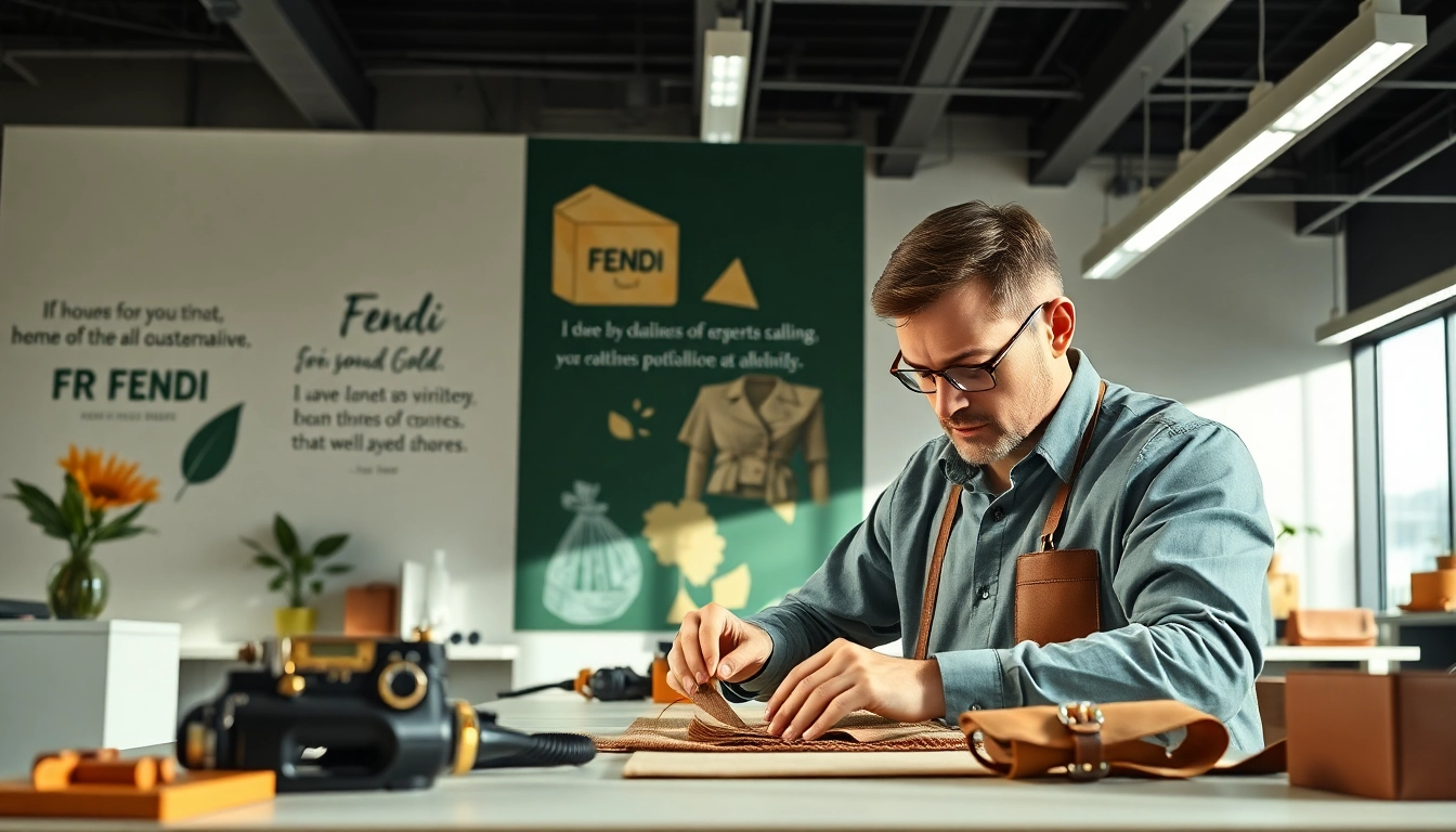 Illustration depicting the Fendi mission statement through artisan craftsmanship and sustainable innovation.