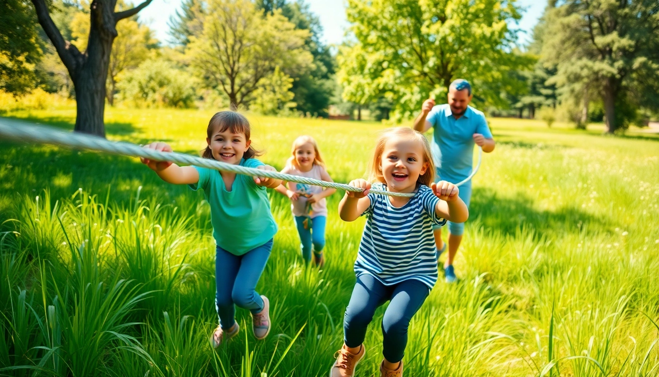 Family enjoying a ZIP WIRE KIT in a vibrant backyard, showcasing joy and adventure.
