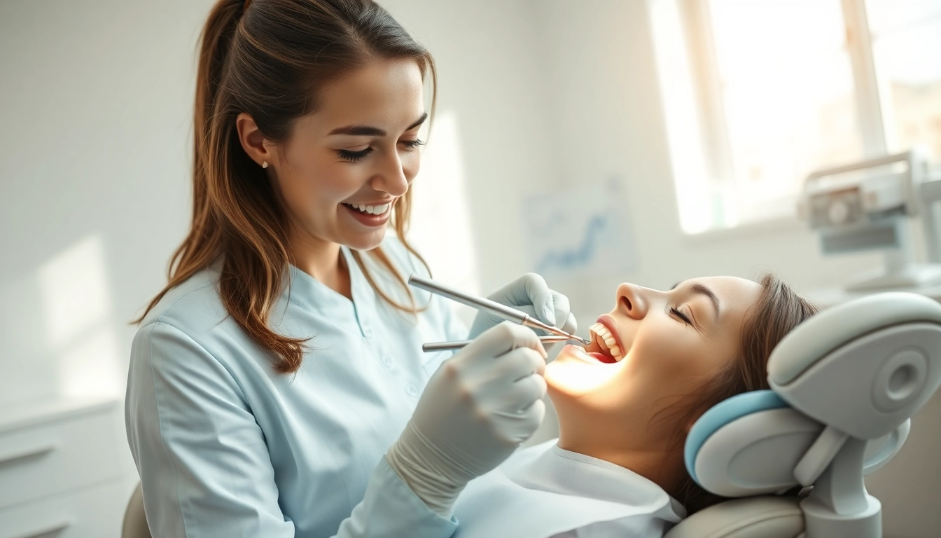 Promoting hygiene through a dental hygienist performing a thorough cleaning procedure.