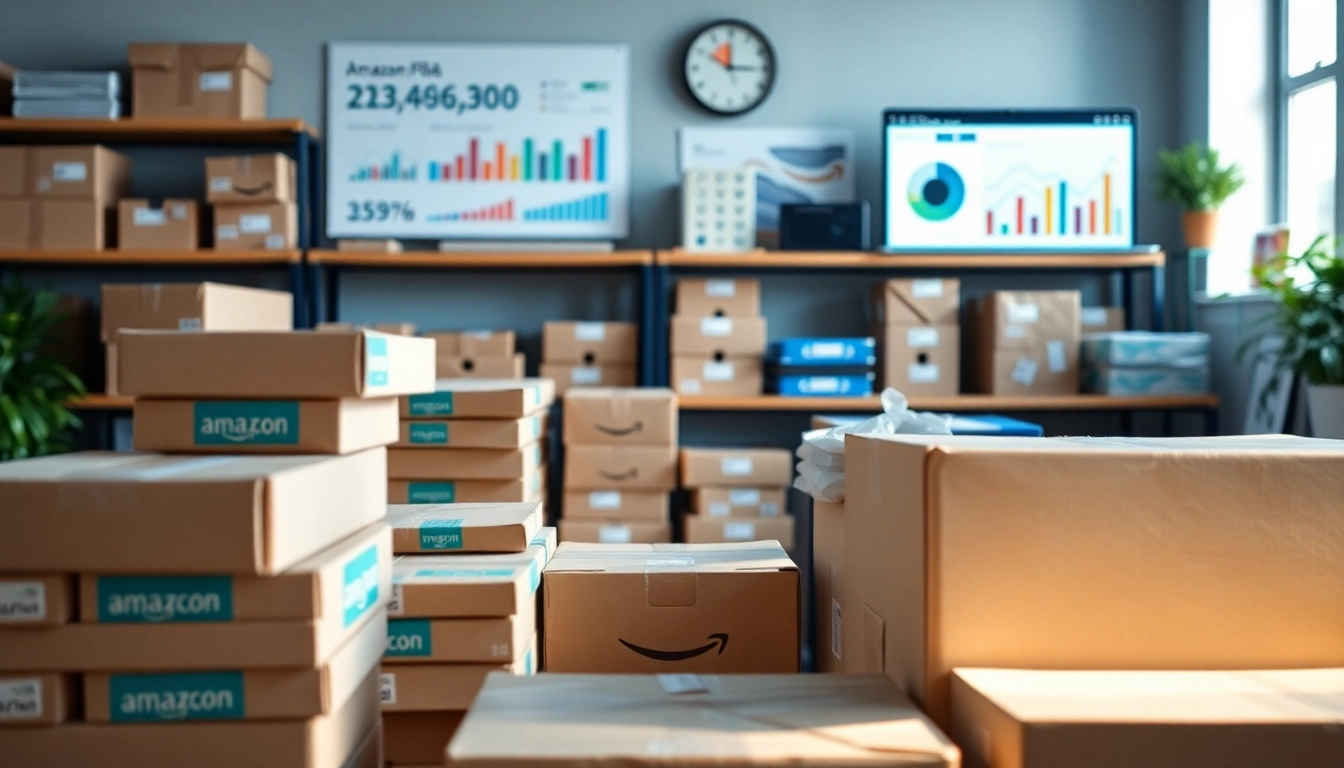 Showcase of products and data-driven workspace in Amazon FBA wholesale business.