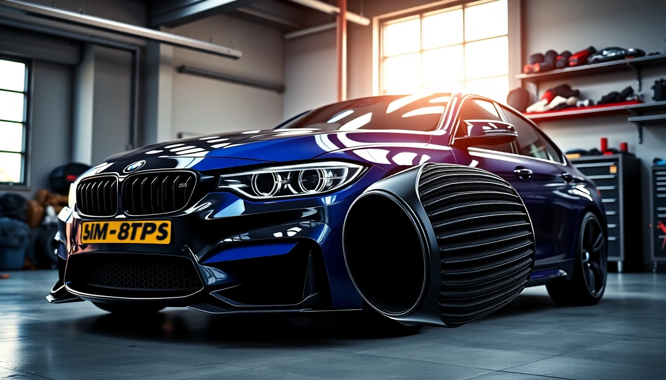 Showcasing f80 intakes on a BMW F80 M3 in a modern garage.