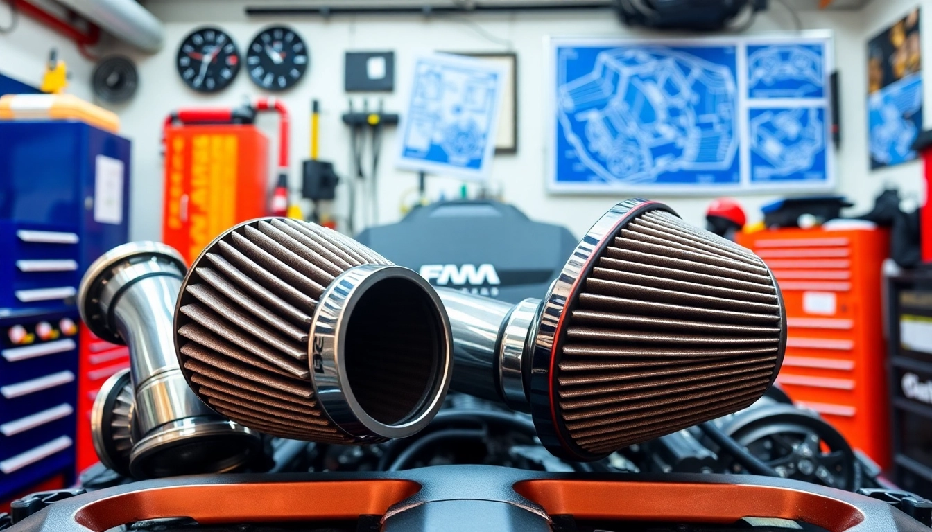 F80 intakes showcasing performance upgrades in a bright automotive workshop setting.