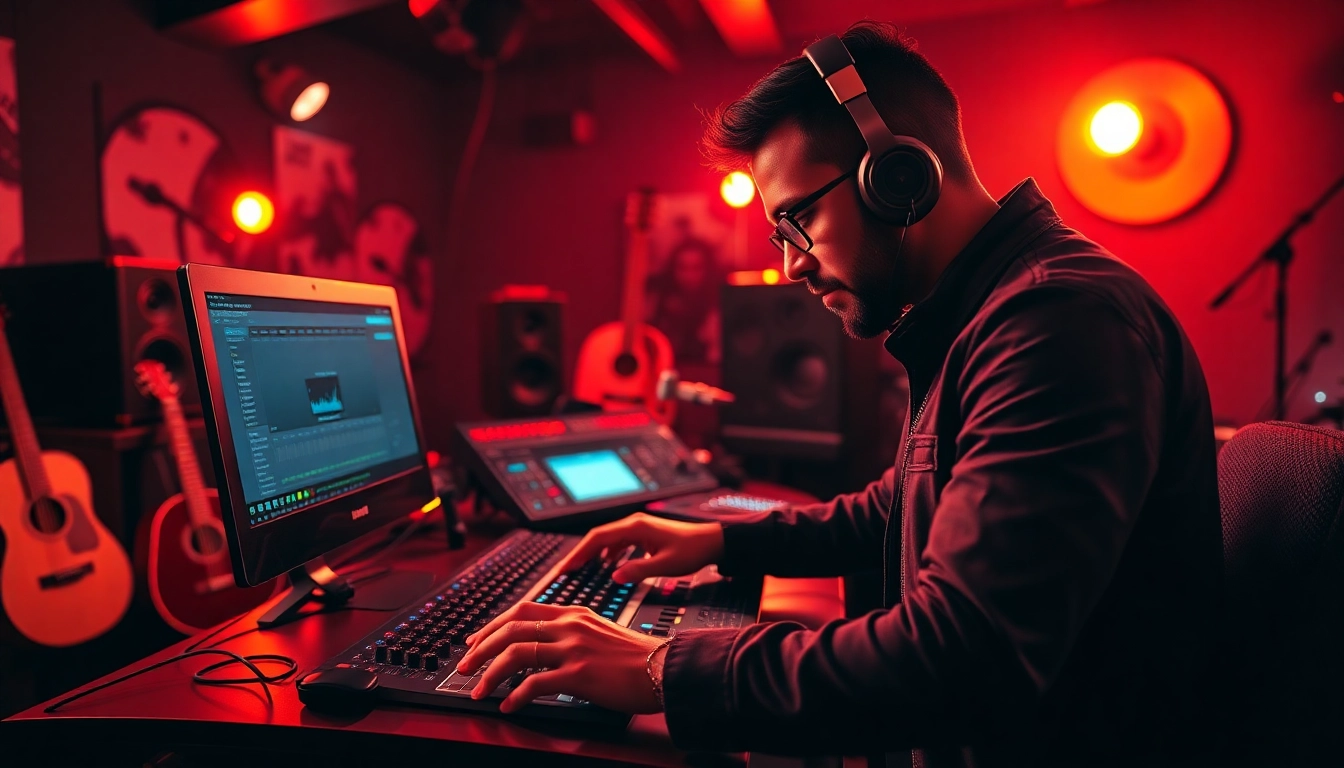 Craft stunning beats with the Free Drum and Bass Sample in a vibrant music studio.
